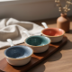 Porcelain Bowl Set & Wooden Base